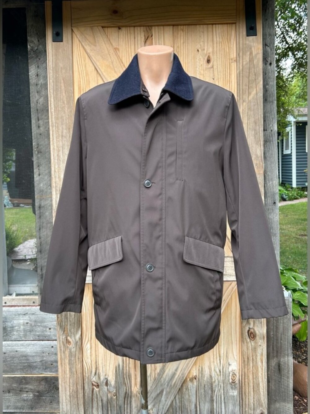 Daniel Hechter Paris Mens Brown Lined Rain Coat Field Jacket~M~